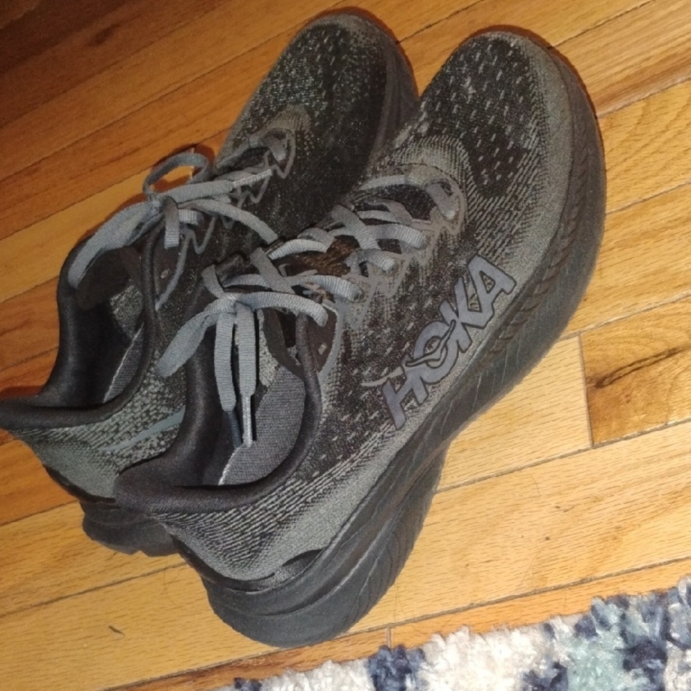 Hoka Charcoal and Black Athletic Shoes
